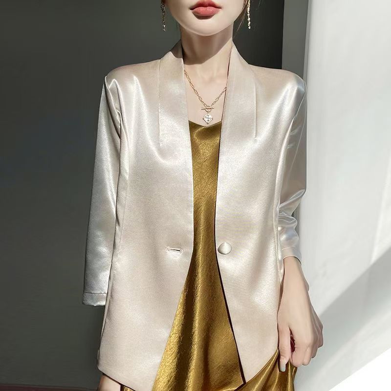 Women'S Fashion Gilded Age - Blusa de satén dorado de lujo