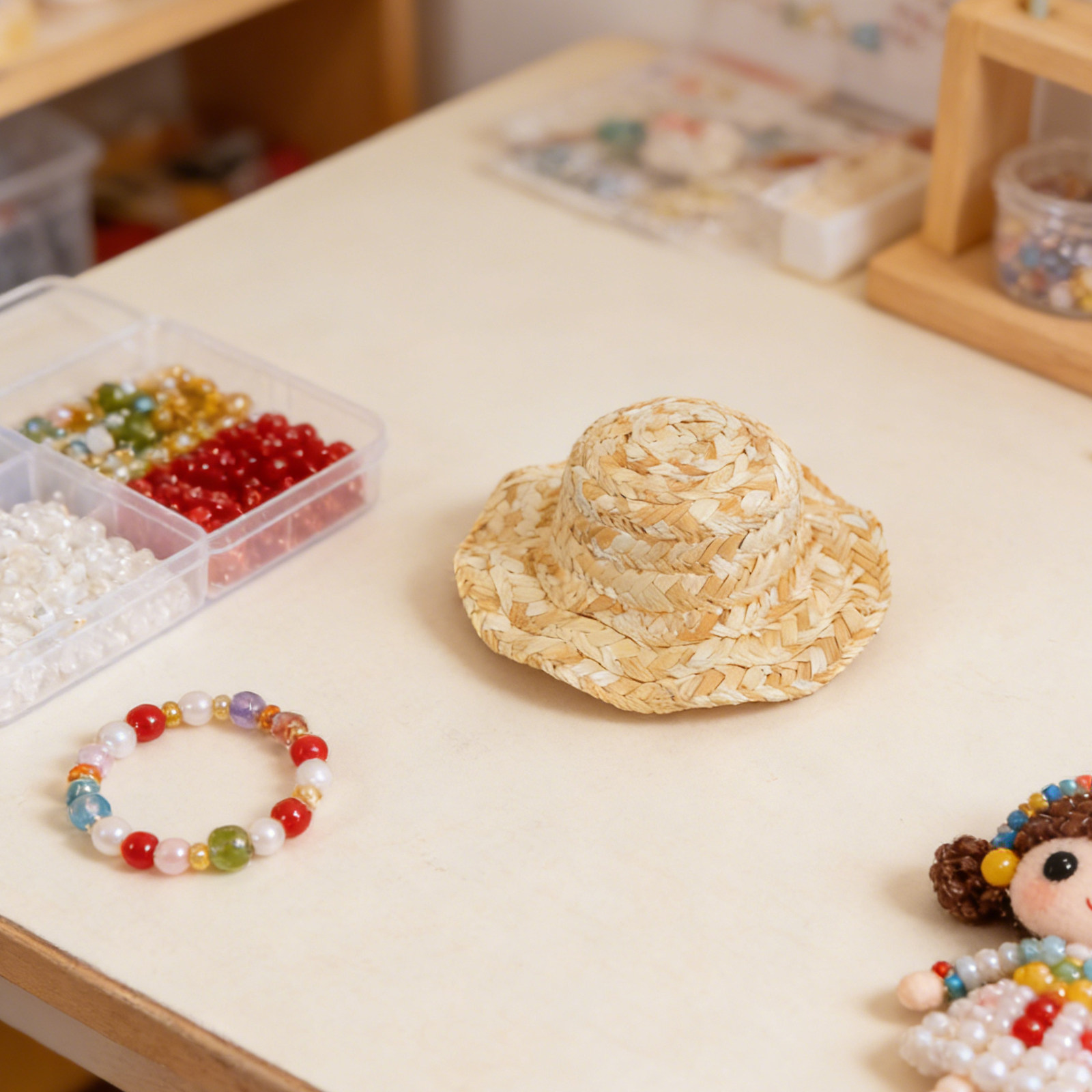 Straw Hat Summer - 4 piezas de mini sombreros de