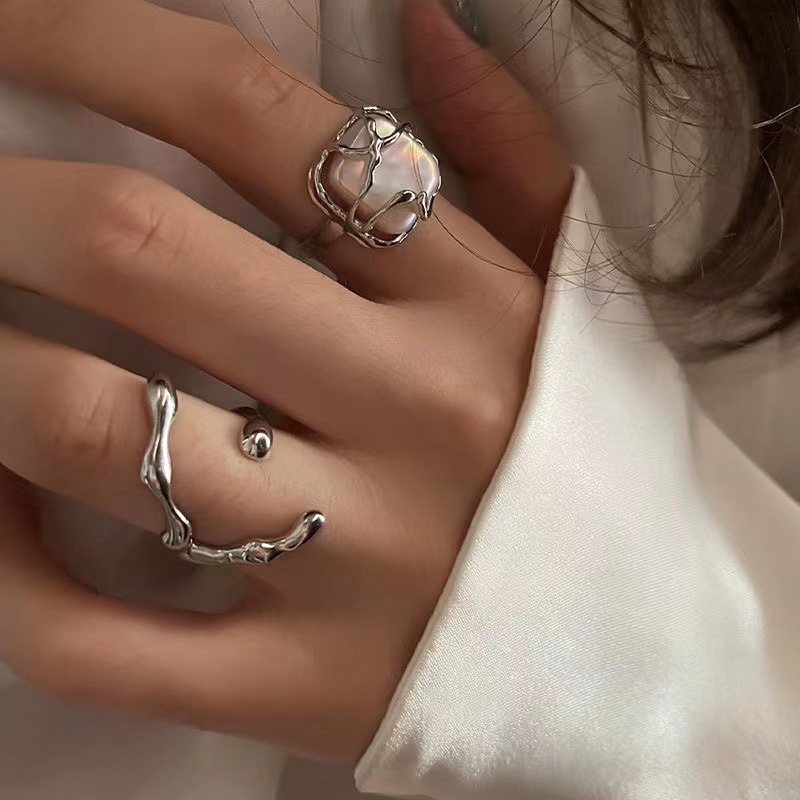 Women'S Fashion Show 2022 - LATS-Conjunto de anillos de perlas florales