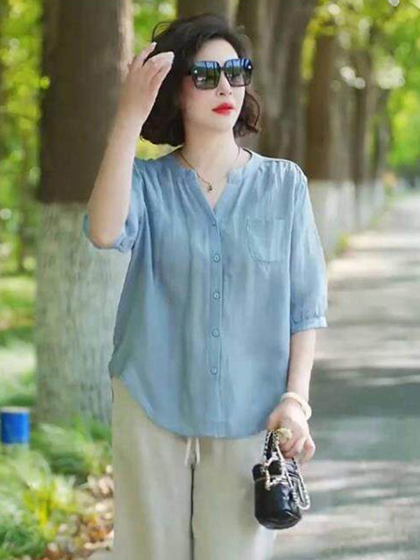 Women'S Young Fashion - Camisa de Manga Media para Mujer