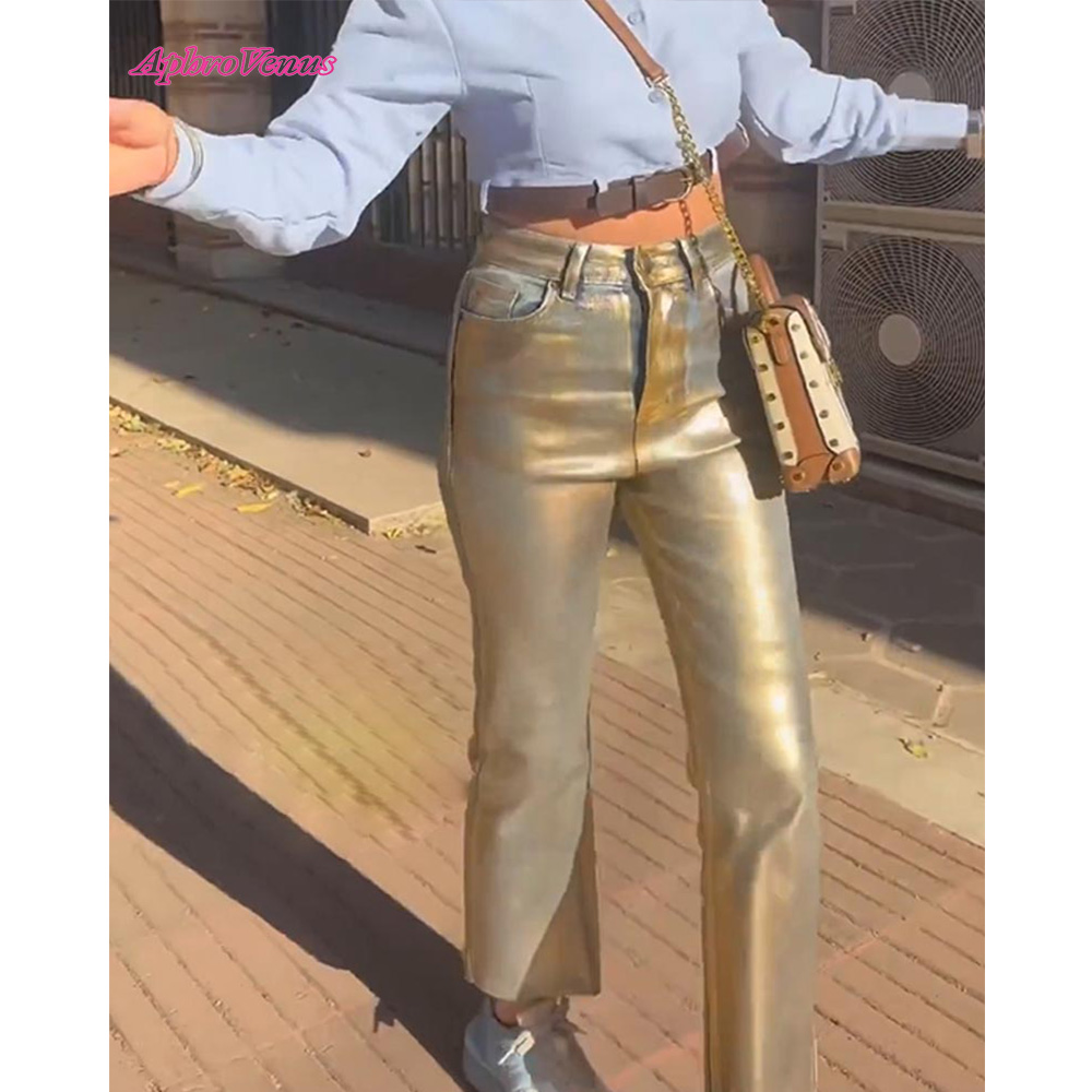 Women'S Fashion Gilded Age - Pantalones vaqueros holgados con revestimiento dorado