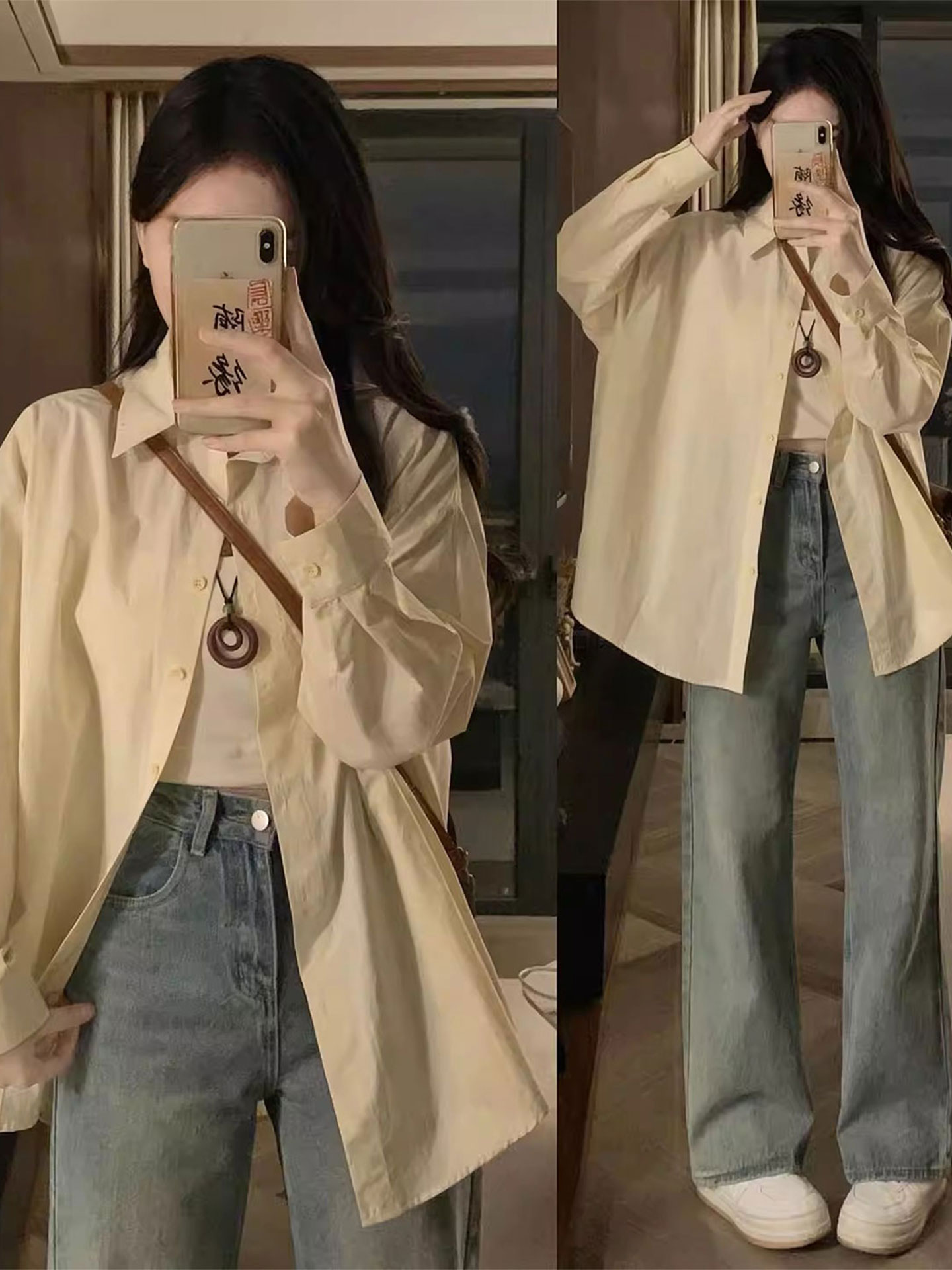 Women'S Young Fashion - Camisa Casual de Manga Larga con