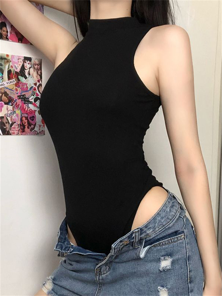 Mono liso Harajuku para mujer, - Turtleneck Bodysuit reseña y precio
