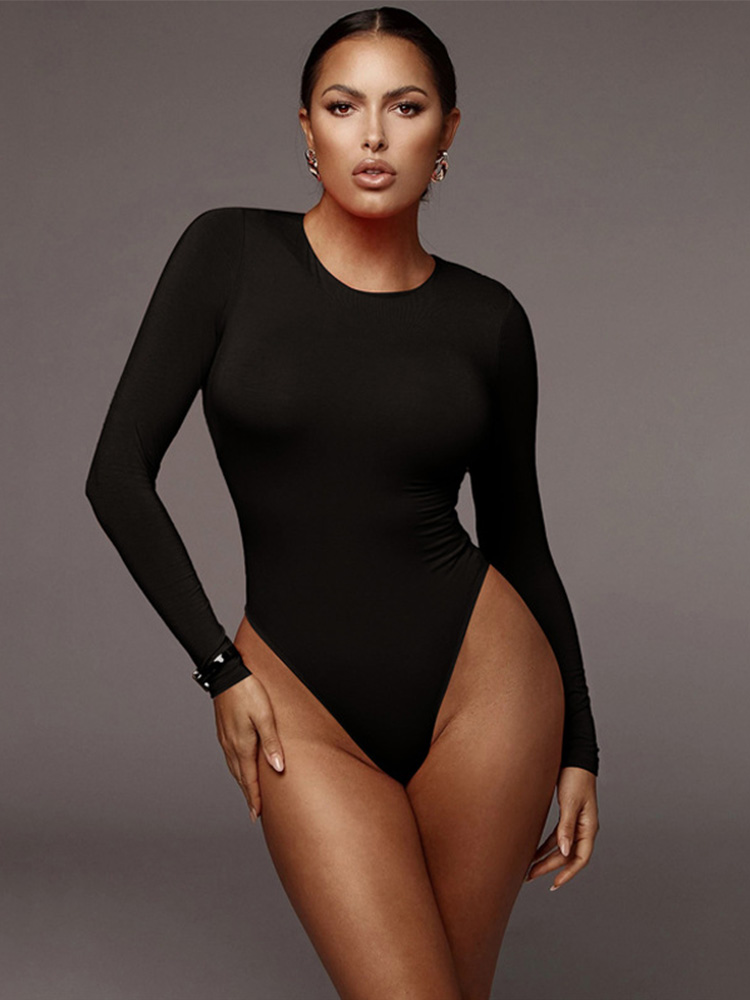 Body Sexy blanco liso de manga - Turtleneck Bodysuit reseña y precio