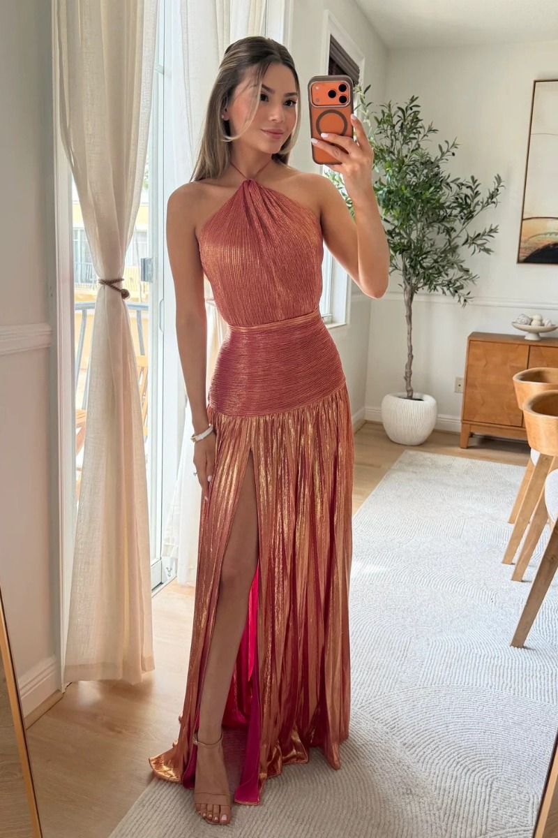 Vestido de fiesta maxi plisado - Women'S Fashion Gilded Age reseña y precio