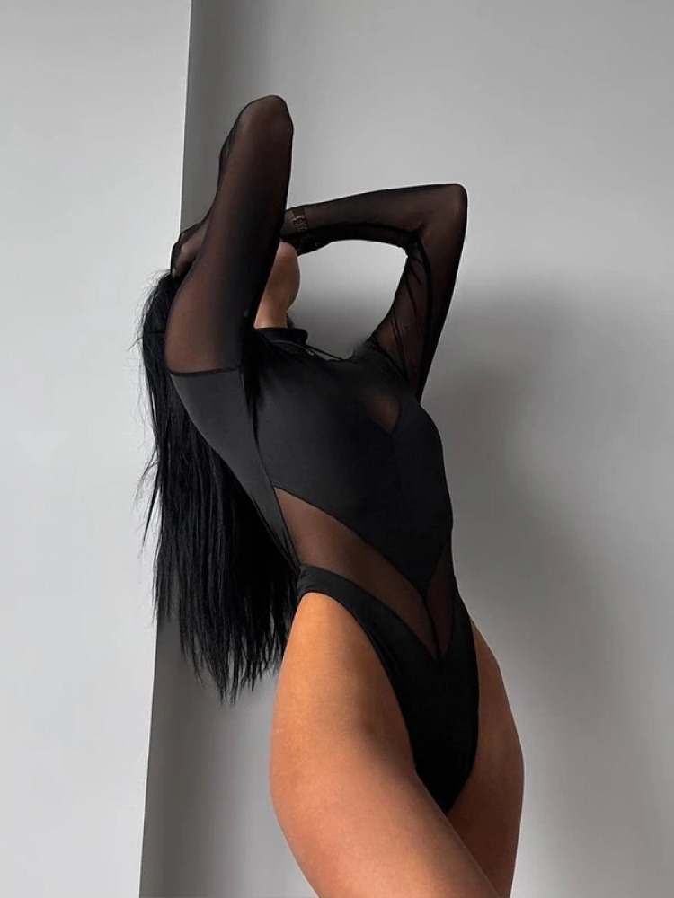 Bodysuits de malla sexy para m - Turtleneck Bodysuit reseña y precio