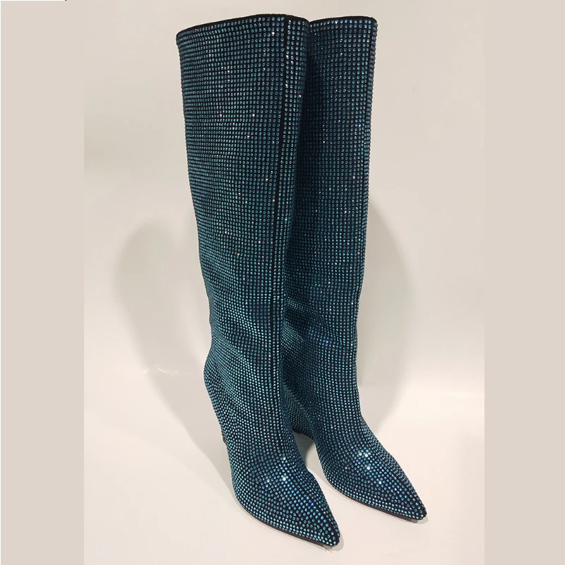 Botas de cuero con diamantes d - Women'S Fashion Show 2022 reseña y precio